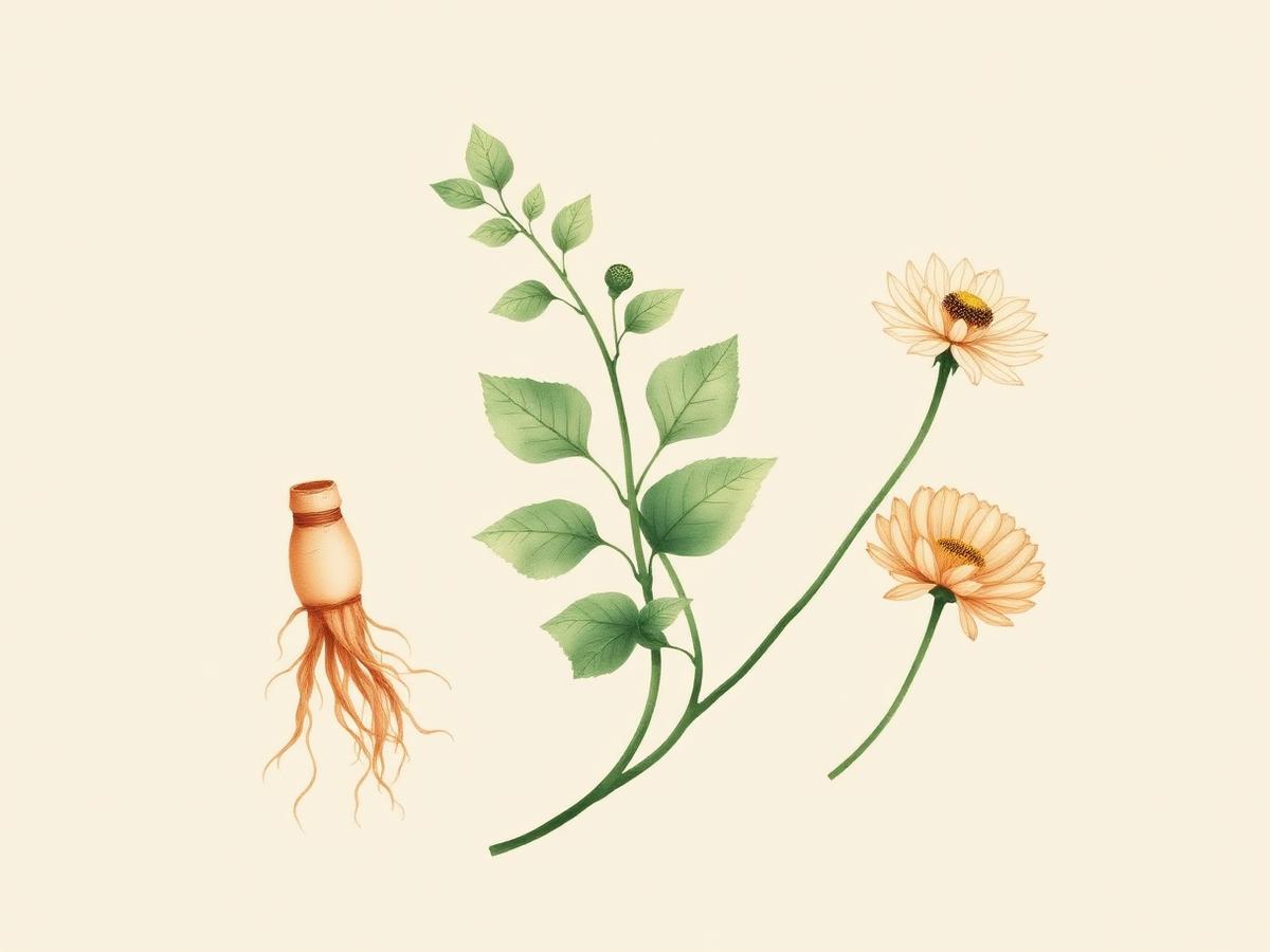 Ilustrație botanică de plante medicinale chinezești